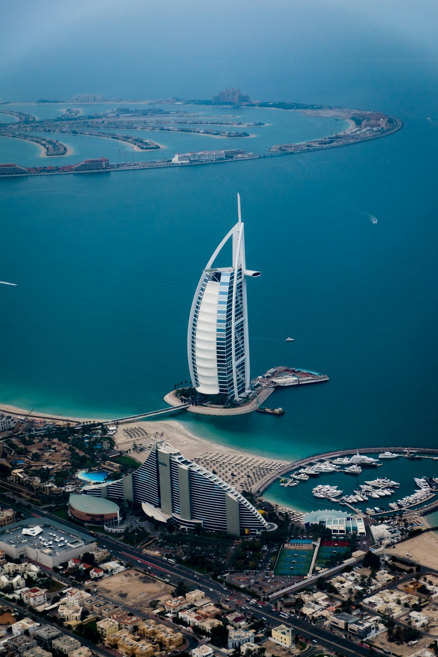 Aerial view of the Dubai coastline
